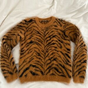 Roberto Cavalli Fuzzy Tiger Print Sweater
